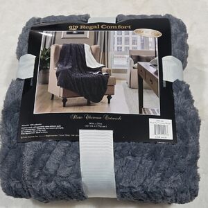 Slate Chenille Cutwork Throw Blanket